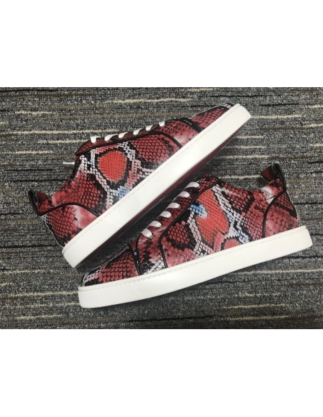 Fake Christian Louboutin Louis Junior Sneakers Python Leather Multicolor