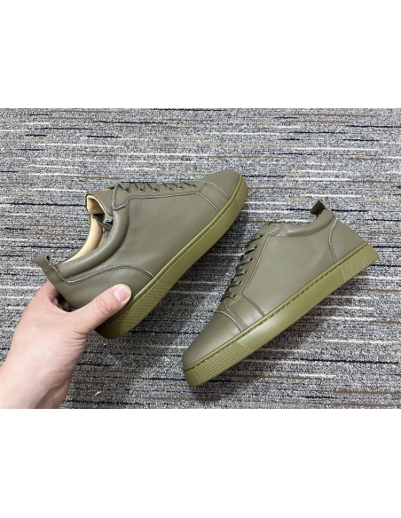 Cheap Christian Louboutin Louis Junior Orlato Sneakers Calf Leather Army Green