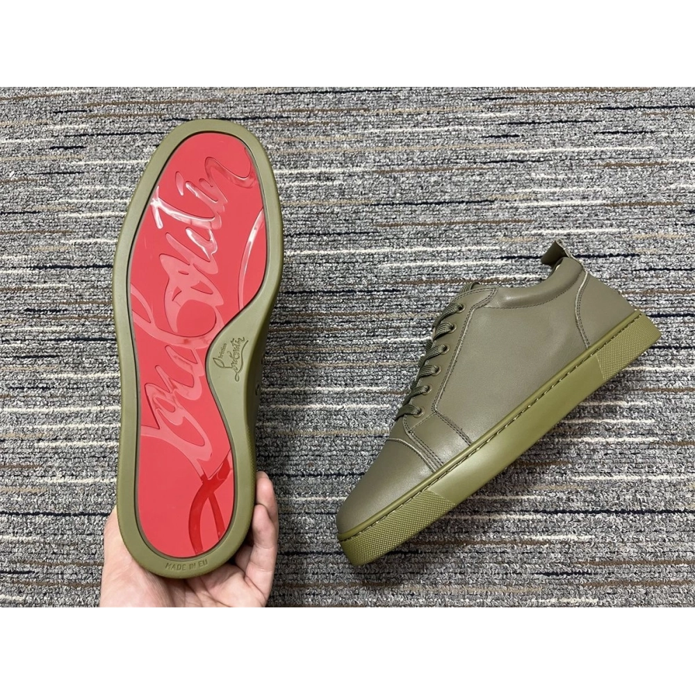 Cheap Christian Louboutin Louis Junior Orlato Sneakers Calf Leather Army Green