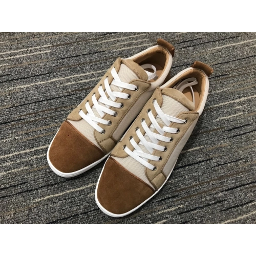 Cheap Christian Louboutin Louis Junior Orlato Sneakers Suede and Fabric Brown