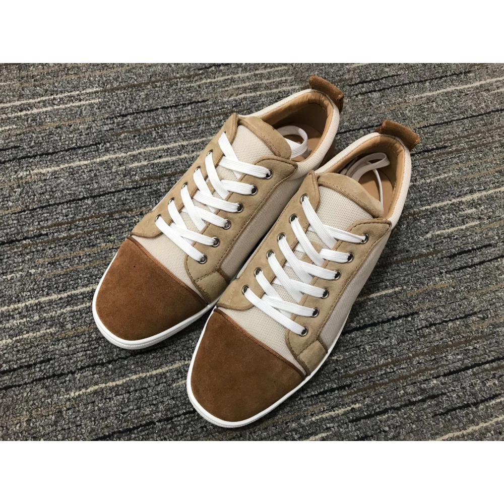 Cheap Christian Louboutin Louis Junior Orlato Sneakers Suede and Fabric Brown