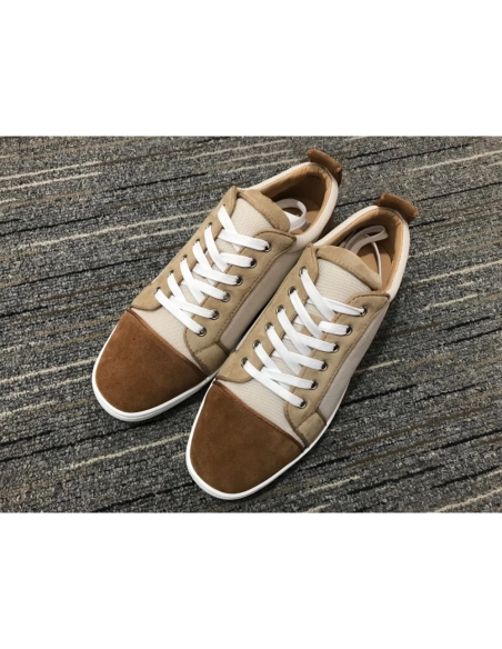 Cheap Christian Louboutin Louis Junior Orlato Sneakers Suede and Fabric Brown