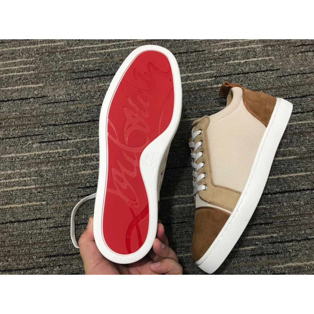 Cheap Christian Louboutin Louis Junior Orlato Sneakers Suede and Fabric Brown