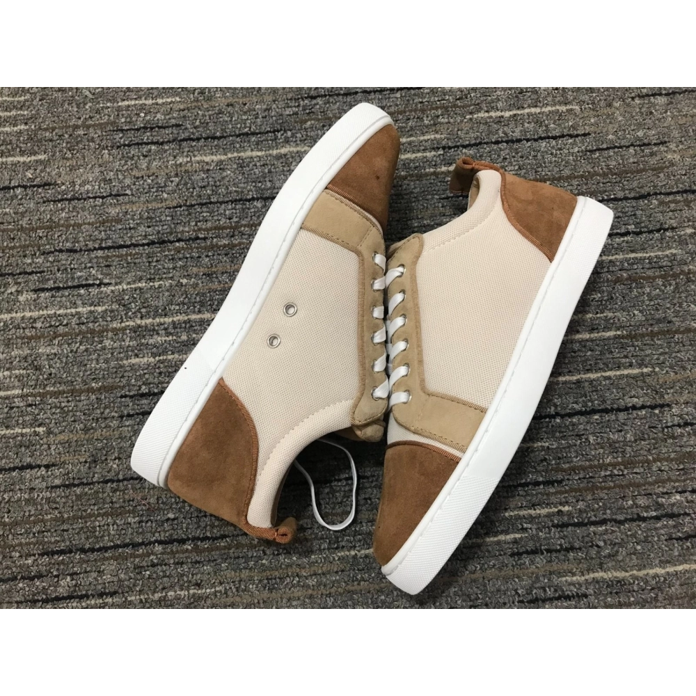 Cheap Christian Louboutin Louis Junior Orlato Sneakers Suede and Fabric Brown