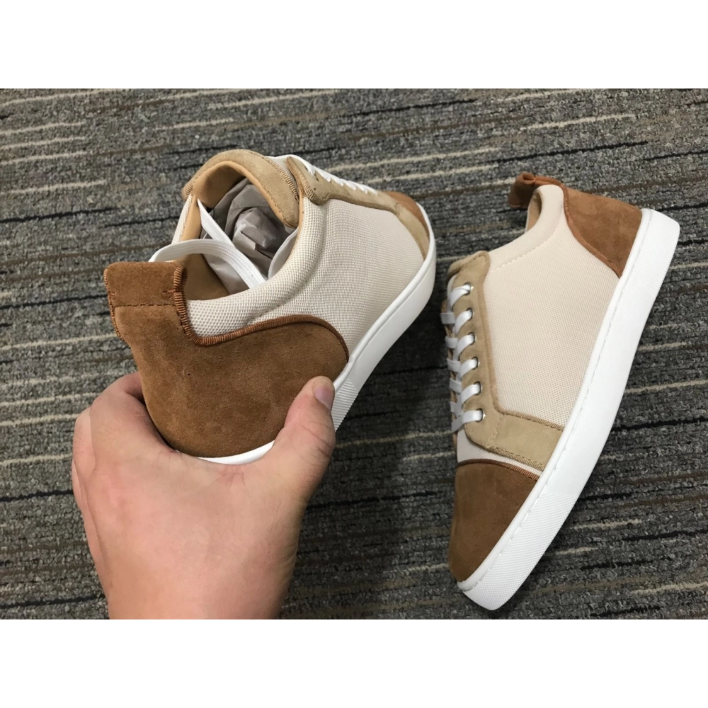 Cheap Christian Louboutin Louis Junior Orlato Sneakers Suede and Fabric Brown