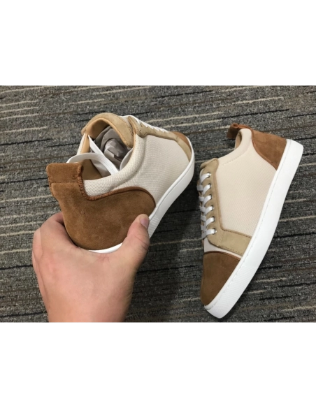 Cheap Christian Louboutin Louis Junior Orlato Sneakers Suede and Fabric Brown