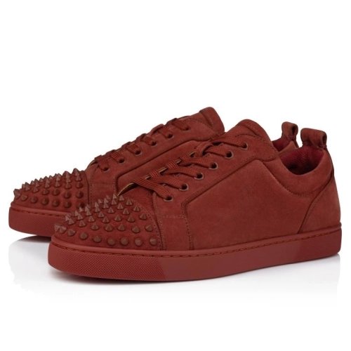 Discount Christian Louboutin Louis Junior Spikes Sneakers Veau Velours And Spikes Brownie
