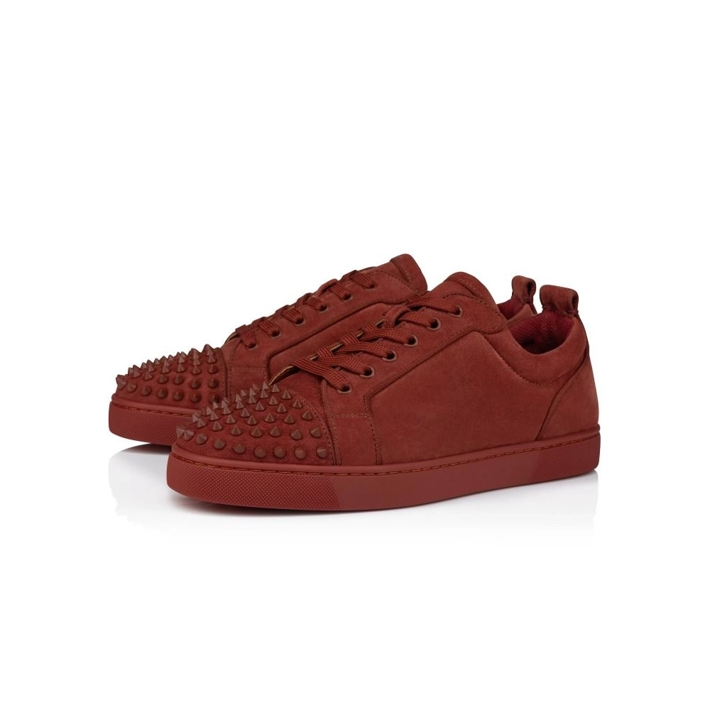 Discount Christian Louboutin Louis Junior Spikes Sneakers Veau Velours And Spikes Brownie