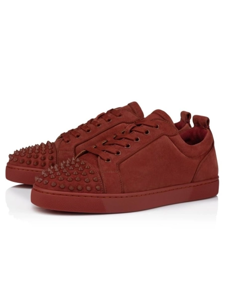 Discount Christian Louboutin Louis Junior Spikes Sneakers Veau Velours And Spikes Brownie