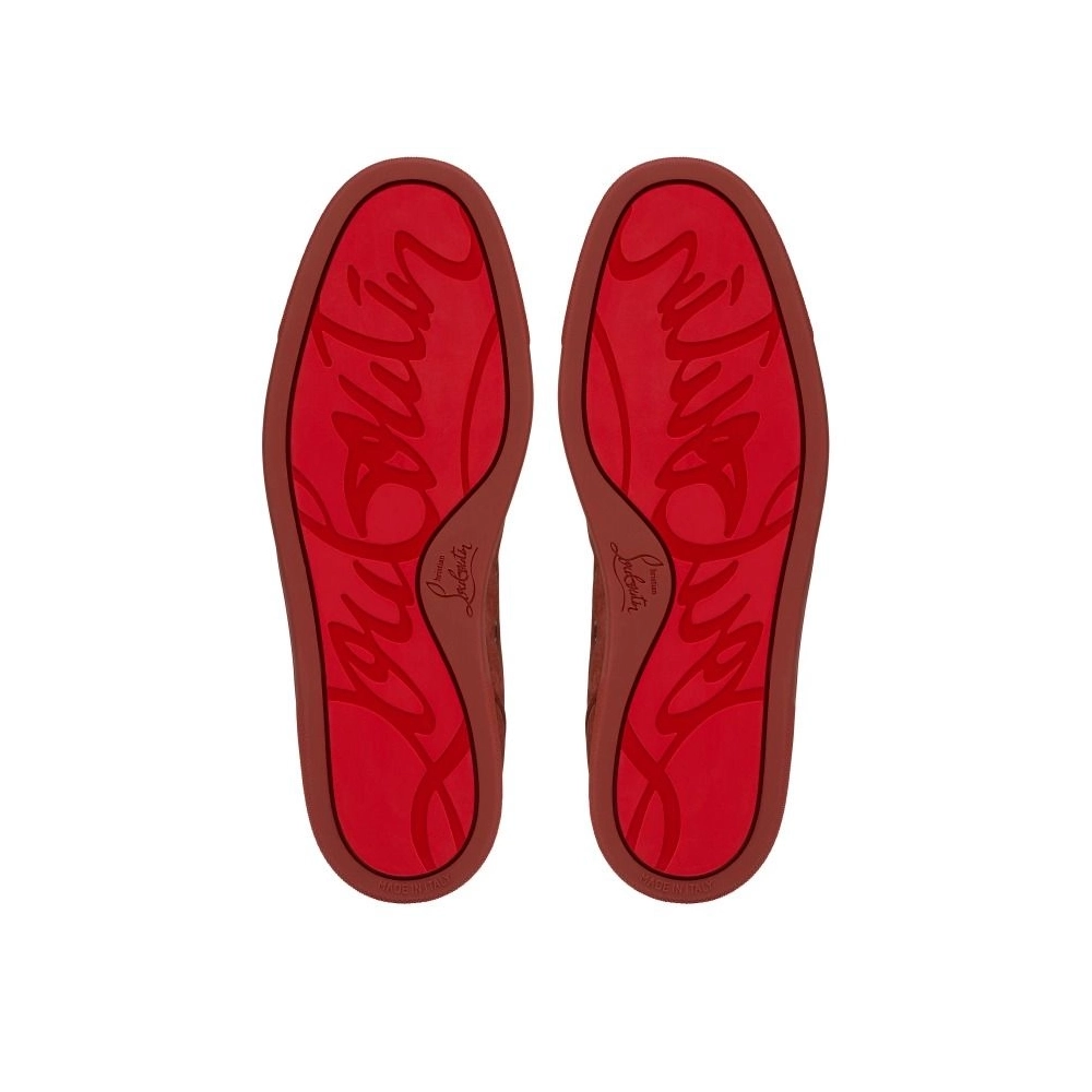 Discount Christian Louboutin Louis Junior Spikes Sneakers Veau Velours And Spikes Brownie