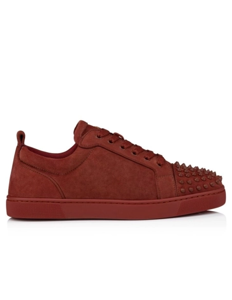 Discount Christian Louboutin Louis Junior Spikes Sneakers Veau Velours And Spikes Brownie