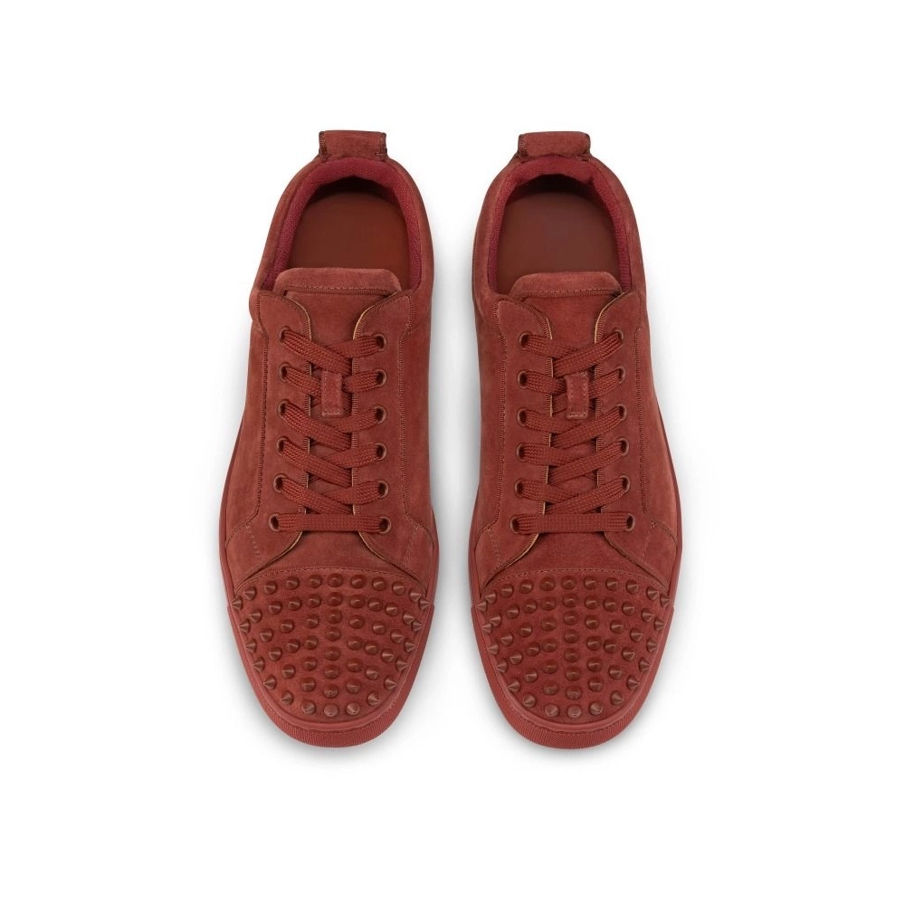 Discount Christian Louboutin Louis Junior Spikes Sneakers Veau Velours And Spikes Brownie