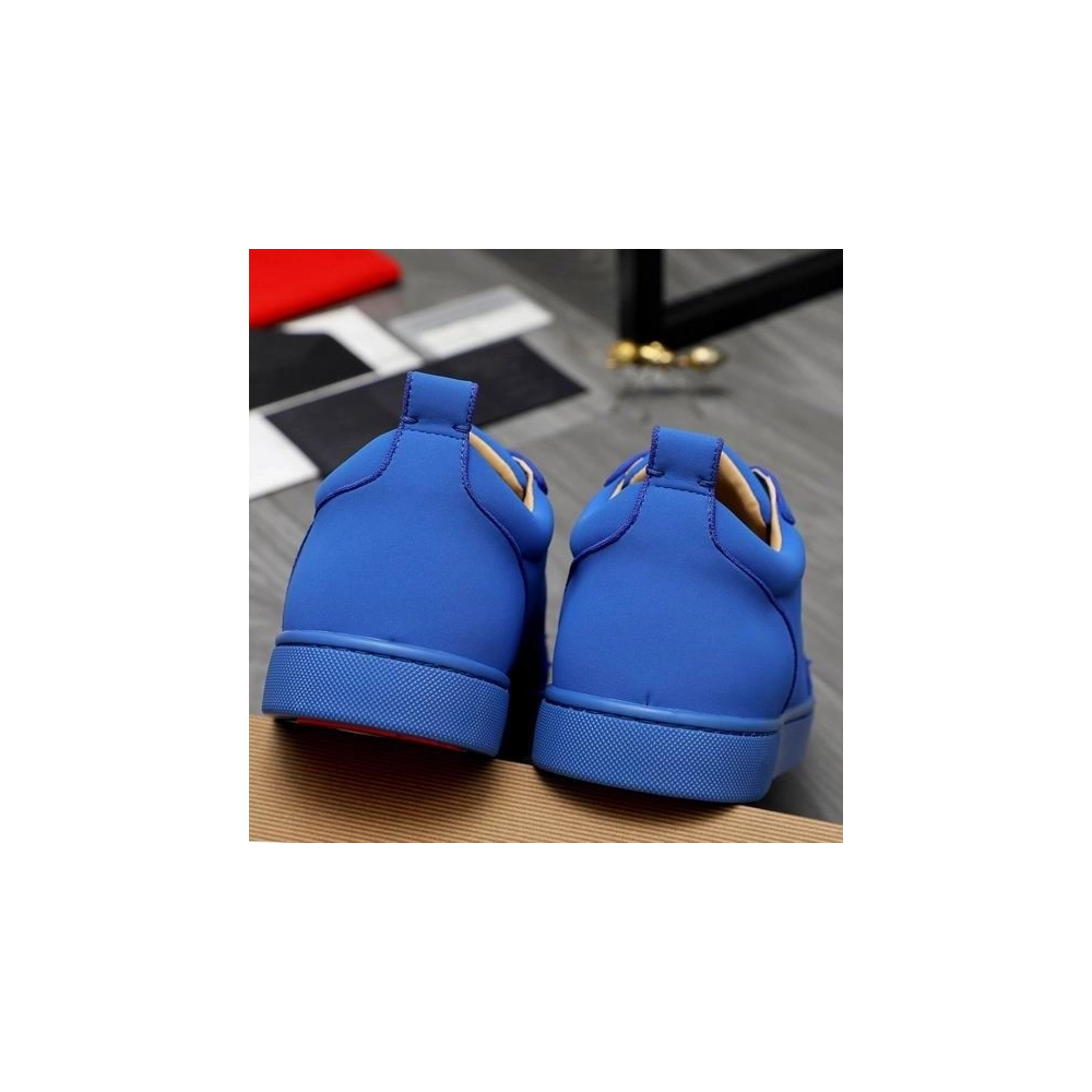 Cheap Christian Louboutin Louis Junior Spikes Sneakers Veau Velours Blue Sale Online