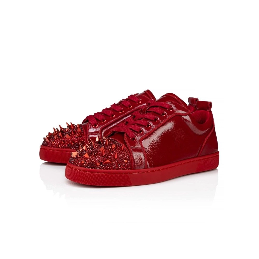 Knockoff Christian Louboutin Louis Junior P Pik Pik Strass Sneakers Metallic Suede And Spikes Loubi