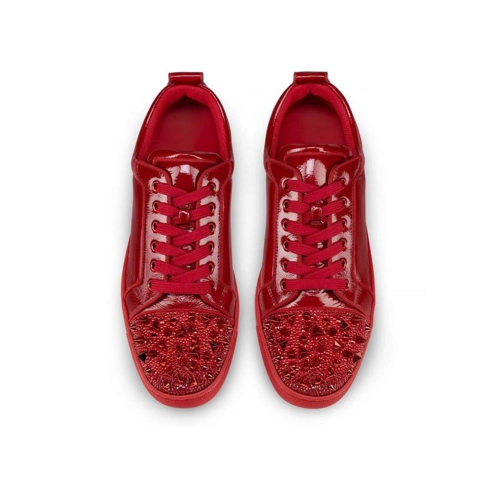 Knockoff Christian Louboutin Louis Junior P Pik Pik Strass Sneakers Metallic Suede And Spikes Loubi