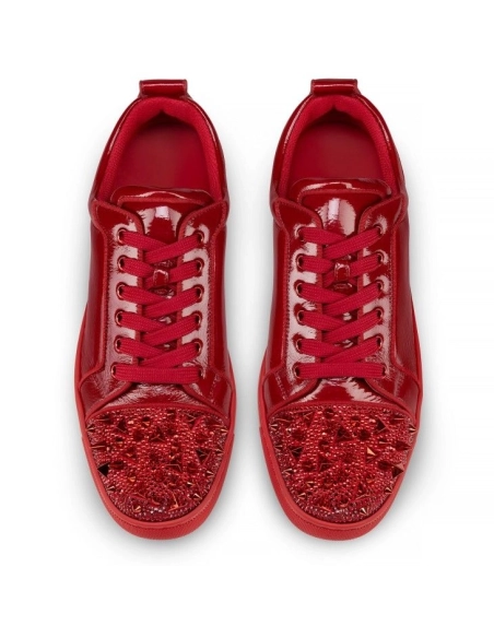 Knockoff Christian Louboutin Louis Junior P Pik Pik Strass Sneakers Metallic Suede And Spikes Loubi