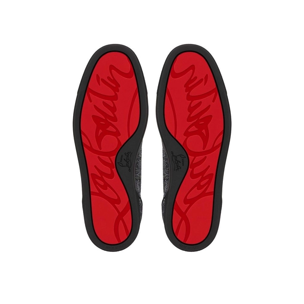 Replica Christian Louboutin Louis Junior P Pik Pik Strass Sneakers Suede Leather Comete And Strass Black