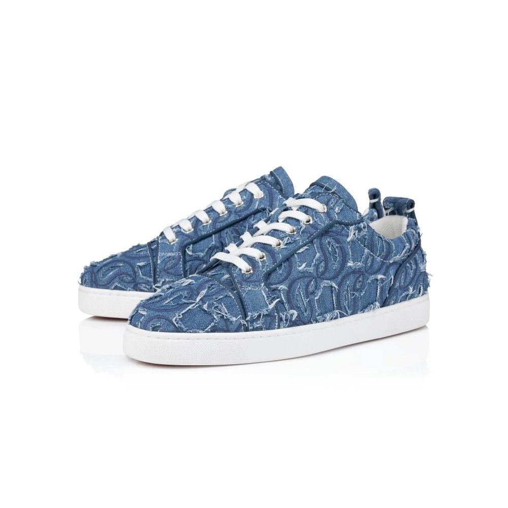 Discount Christian Louboutin Louis Junior Sneakers Denim Louboutin Embroidered Outlet