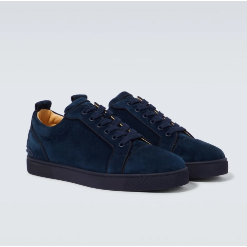 Cheap Christian Louboutin Fun Louis Junior Low-top Sneakers Veau Velours Navy Blue for Sale
