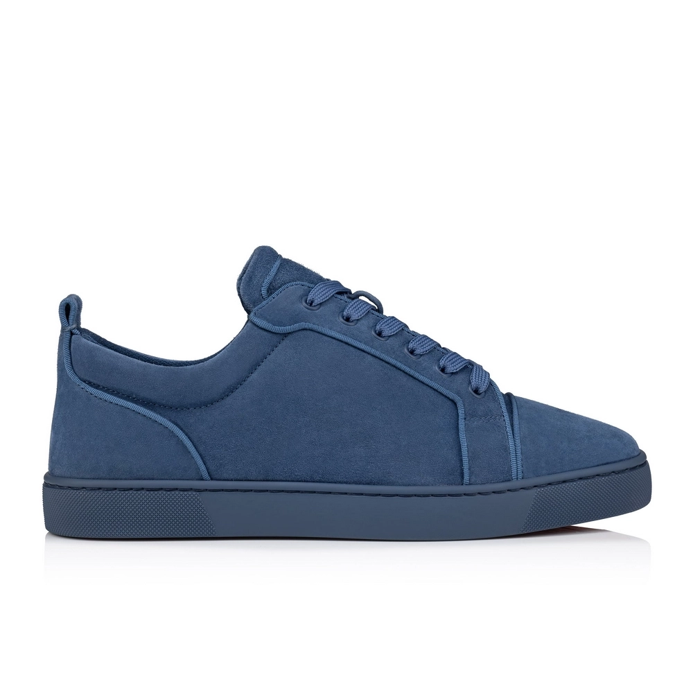 Discount Christian Louboutin Louis Junior Low-top Sneakers Veau Velours Blue Outlet