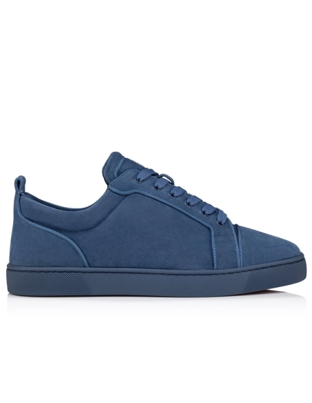 Discount Christian Louboutin Louis Junior Low-top Sneakers Veau Velours Blue Outlet