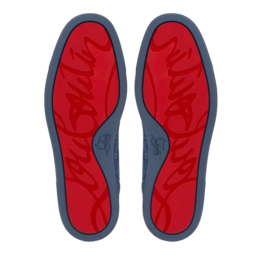 Discount Christian Louboutin Louis Junior Low-top Sneakers Veau Velours Blue Outlet