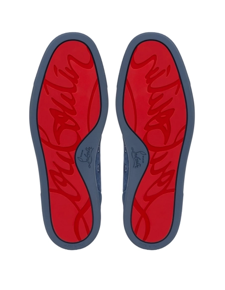 Discount Christian Louboutin Louis Junior Low-top Sneakers Veau Velours Blue Outlet