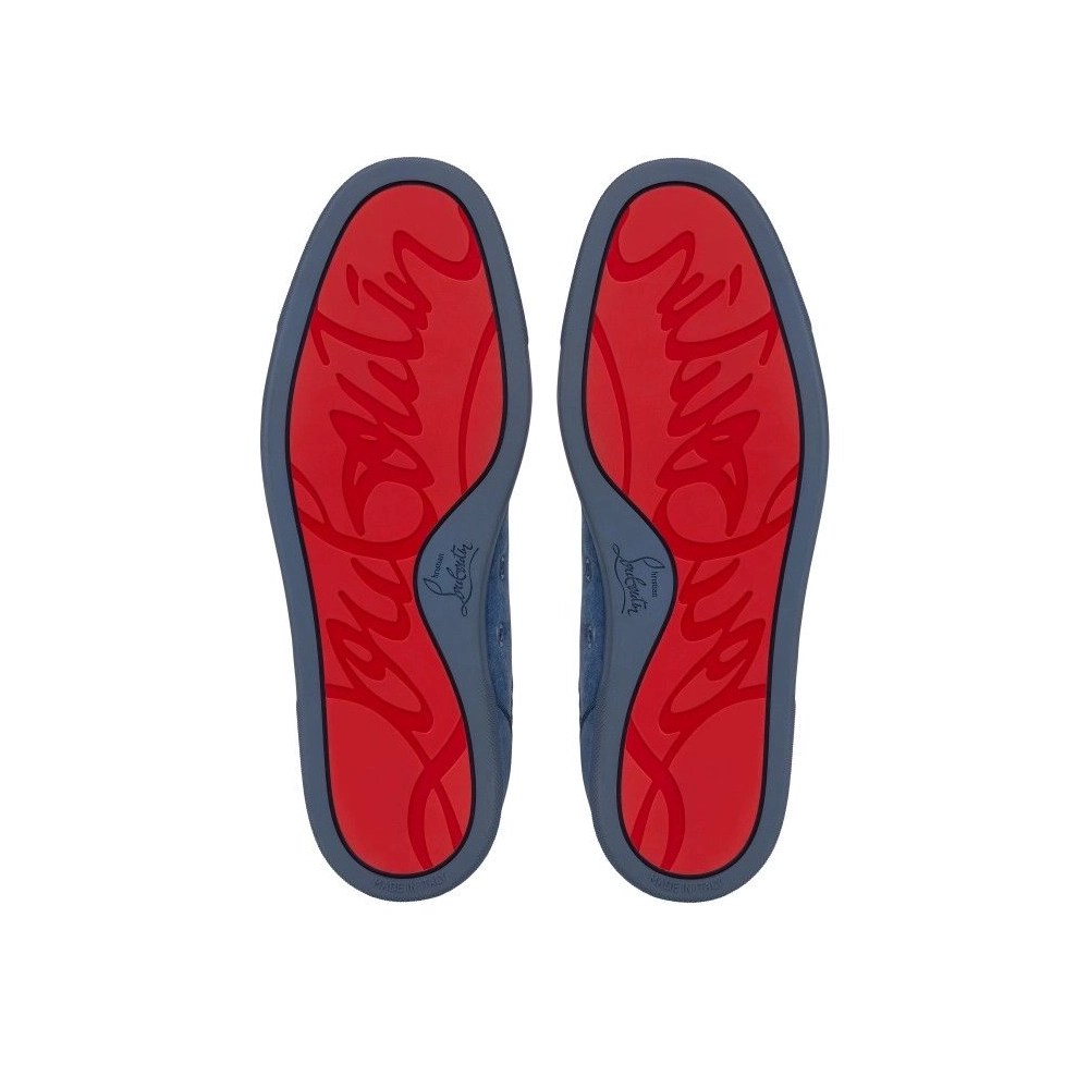 Cheap Christian Louboutin Louis Junior P Pik Pik Strass Sneakers Veau Velours And Strass Spikes Denim