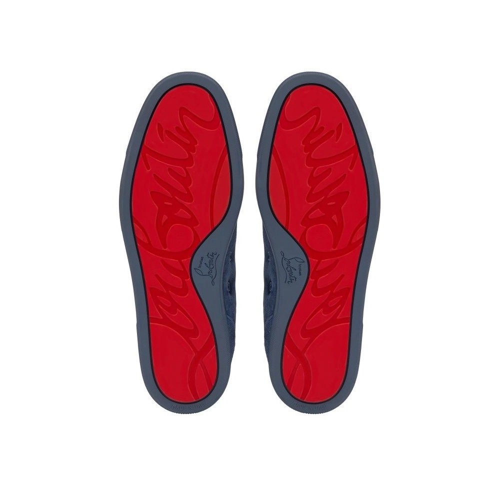 Knockoff Christian Louboutin Louis Junior Spikes Sneakers Veau Velours And Spikes Denim