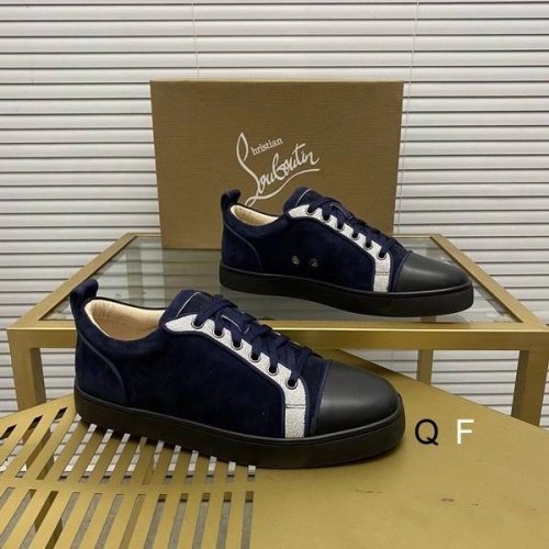 Fake Christian Louboutin Louis Junior Sneakers Suede and Calfskin Blue Black