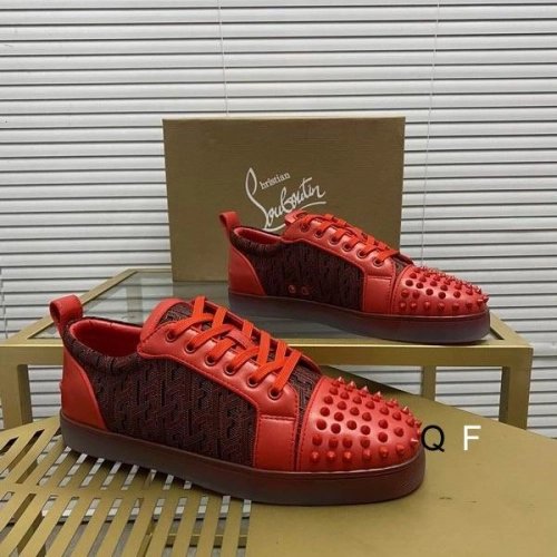 Discount Christian Louboutin Louis Junior Spikes Orlato Sneakers Monogram-jacquard Calfskin Red Outlet