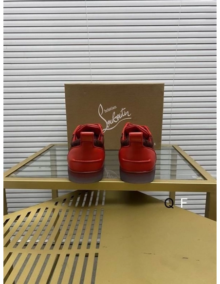 Discount Christian Louboutin Louis Junior Spikes Orlato Sneakers Monogram-jacquard Calfskin Red Outlet