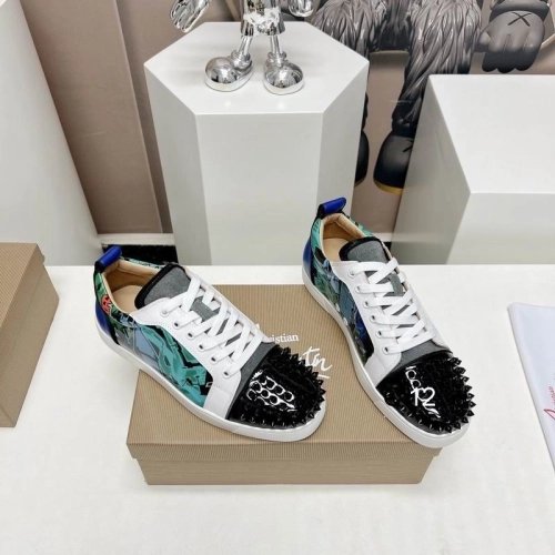 Cheap Christian Louboutin Louis Junior Spikes Orlato Sneakers Calfskin and Patent Leather Multicolor