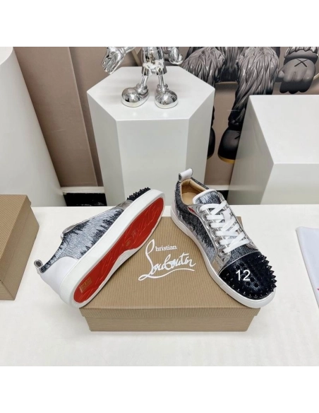 Fake Christian Louboutin Louis Junior Spikes Orlato Sneakers Leather Multicolor