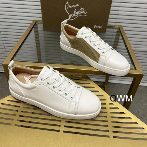Replica Christian Louboutin Louis Junior Low Top Sneakers Leather White Gold