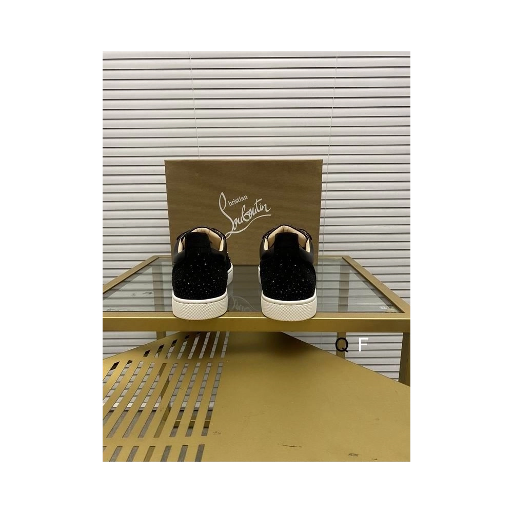 Fake Christian Louboutin Louis Junior Spikes Sneakers Leather and Textile Black