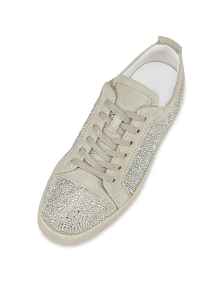 Cheap Christian Louboutin Louis Junior Strass Sneakers Calf Leather Beige Sale Online