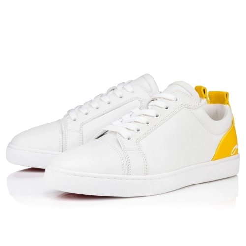 Cheap Christian Louboutin Fun Louis Junior Sneakers Calf Leather White Yellow for Sale