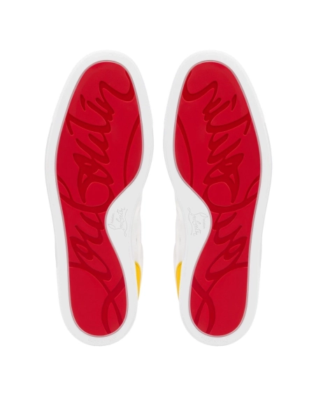 Cheap Christian Louboutin Fun Louis Junior Sneakers Calf Leather White Yellow for Sale
