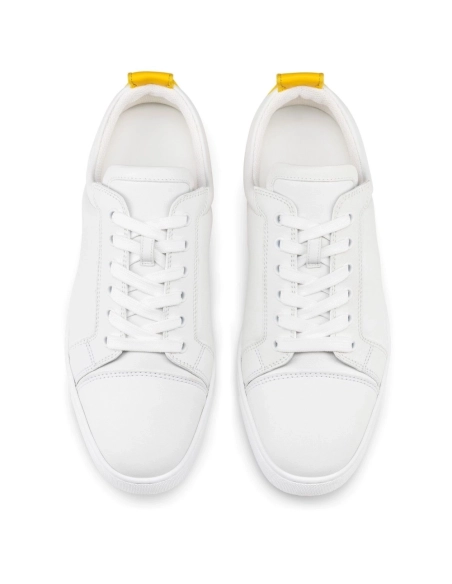 Cheap Christian Louboutin Fun Louis Junior Sneakers Calf Leather White Yellow for Sale