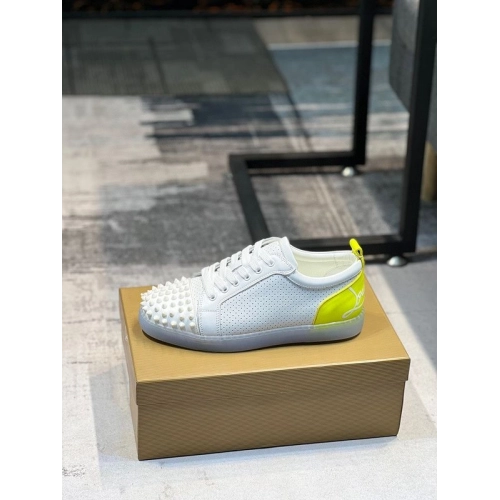 Replica Christian Louboutin Fun Louis Junior Spikes Sneakers White Fluo Yellow