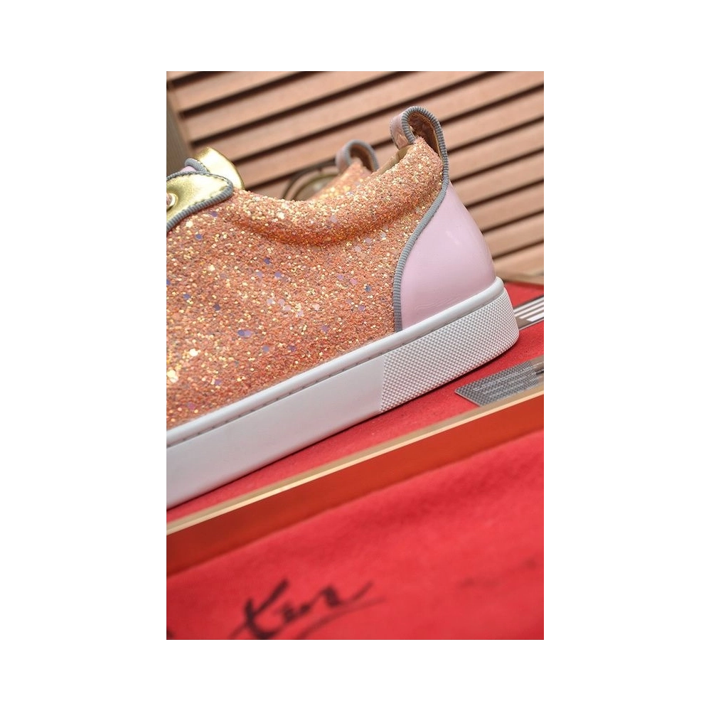 Fake Christian Louboutin Louis Junior Spikes Men Low-top Sneakers Pink, Replica Christian Louboutin Shoes