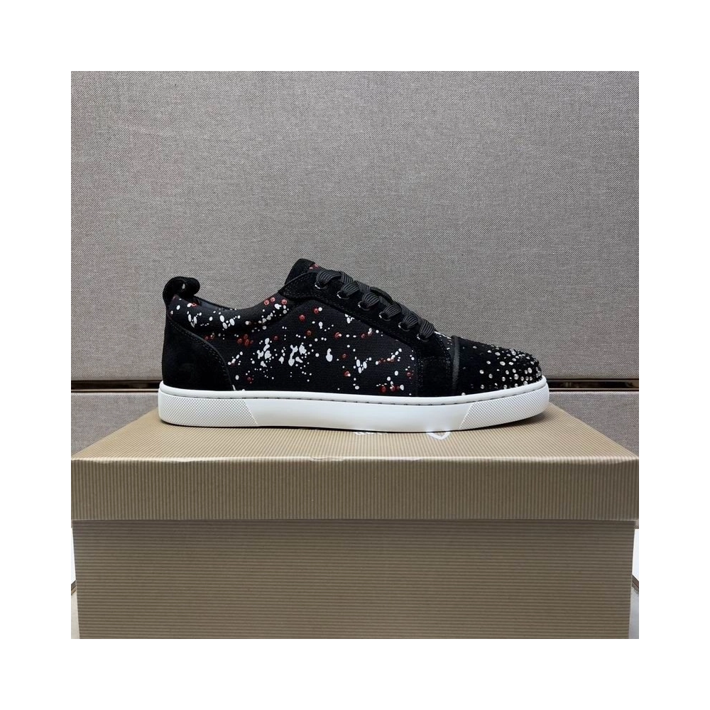 Cheap Christian Louboutin Louis Junior Sneakers Low-top Srass Embossed Veau Velours Black