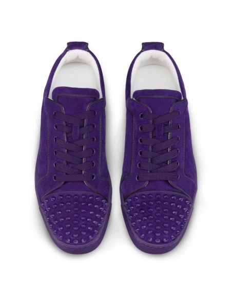Discount Christian Louboutin Louis Junior Spikes Sneakers Veau Velours And Spikes Jacaranda Sale Online