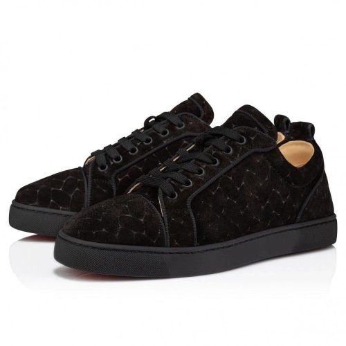Fake Christian Louboutin Louis Junior Sneakers Braided Calf Leather Black, Replica Christian Louboutin Shoes