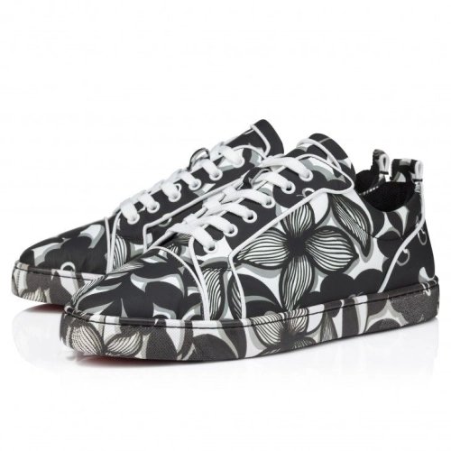 Fake Christian Louboutin Louis Junior Orlato Sneakers Petunia Printed Black, Replica Christian Louboutin Shoes