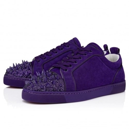 Fake Christian Louboutin Louis Junior P Pik Pik Strass Sneakers Nappa Leather Jacaranda, Knockoff CL Shoes