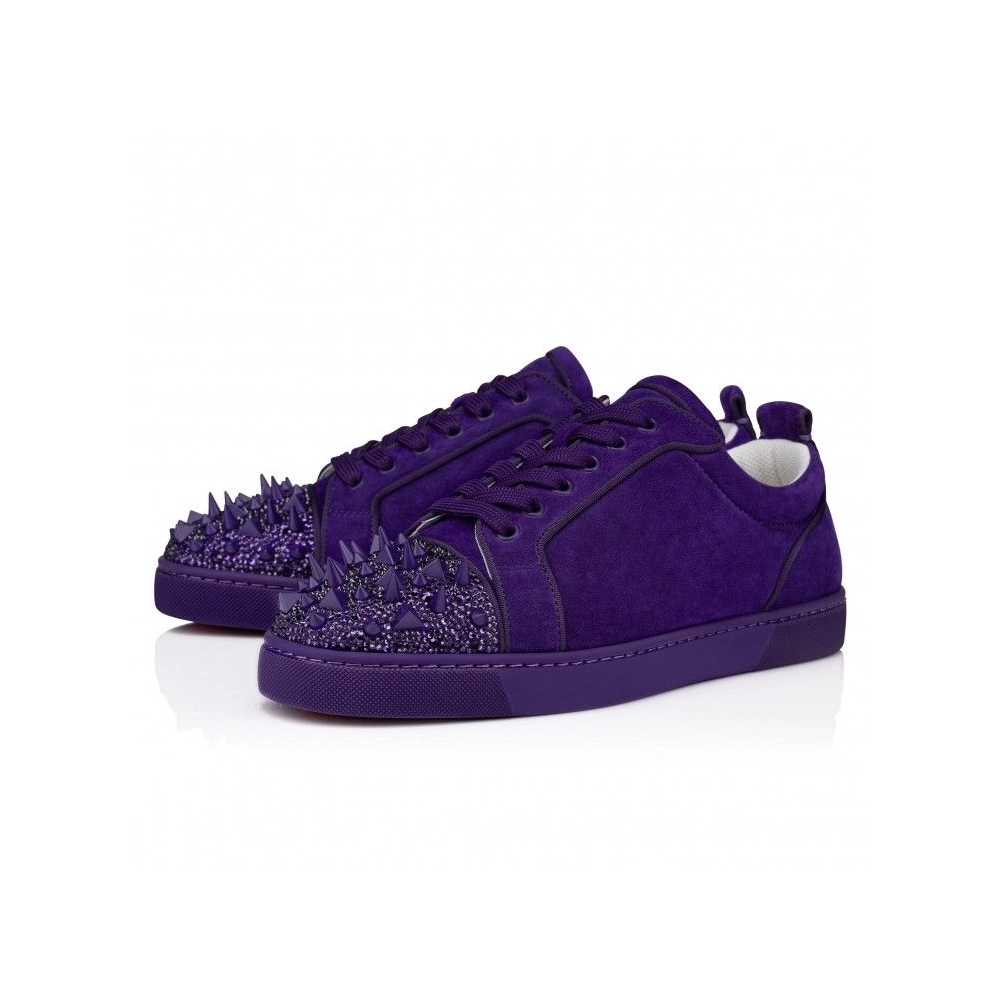 Fake Christian Louboutin Louis Junior P Pik Pik Strass Sneakers Nappa Leather Jacaranda, Knockoff CL Shoes