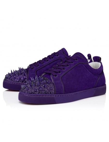Fake Christian Louboutin Louis Junior P Pik Pik Strass Sneakers Nappa Leather Jacaranda, Knockoff CL Shoes