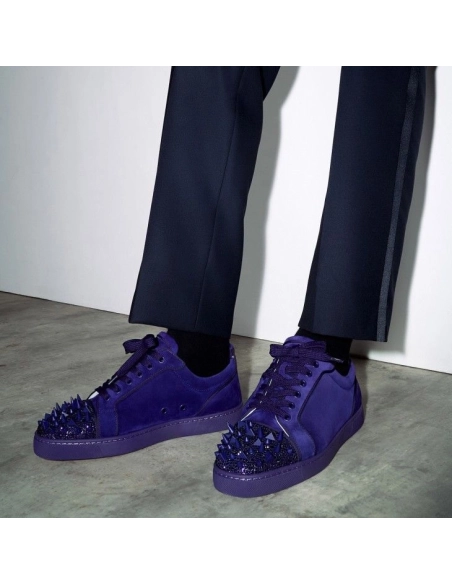 Fake Christian Louboutin Louis Junior P Pik Pik Strass Sneakers Nappa Leather Jacaranda, Knockoff CL Shoes
